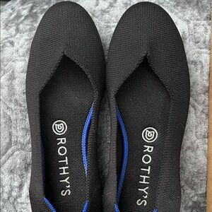Rothy's Black Flats with Blue Accent